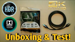 CableGeekers Low Cost HDMI 2.1 8K60Hz & 4K120Hz 48Gbps Cable! - [Unboxing & Test]