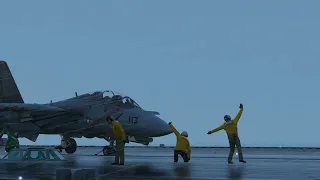 Rainy Supercarrier Startup and Takeoff in the F-14 | DCS World