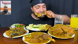 REACTION VIDEO- EATING SPICY MUTTON CURRY- FULL CHICKEN CURRY- FISH FRY. (bdbesteverfood)