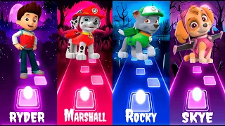 Ryder vs Marshall vs Rocku vs Skye || Tiles Hop EDM Rush #pawpatrol #tileshop