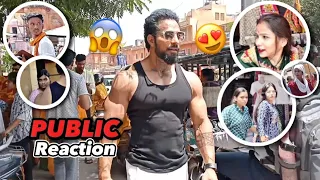 When Bodybuilder Goes Out in PUBLIC || Girls Reaction 😳😱 || भीड़ लग गई 🔥 #publicreaction #explore