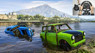 Mr Bean's Mini Cooper Off-Roading | Mr Bean Rescue Blue Car | Logitech g29 gameplay