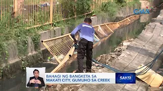 Bahagi ng bangketa sa Makati City, gumuho sa creek | Saksi
