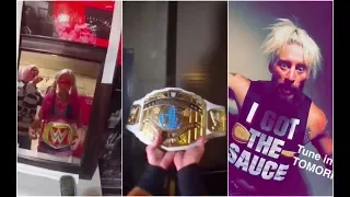 No Mercy backstage with Enzo, Alexa Bliss and The Miz