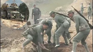 Anti-Japs Movie! Eighth Route covers highway with grenades, destroying Japanese transport vehicles.