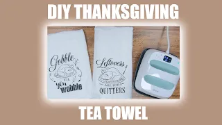 💢 DIY HTV Thanksgiving Tea Towel With Cricut