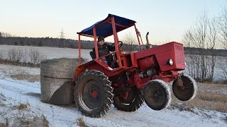 Tractor T-25 Transporting Hay Roll (1080p)