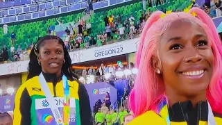 Wow! Shelly-Ann Fraser-Pryce Reacts To Shericka Jackson Beating Her In 200m Final