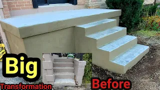 DIY Front Porch Makeover  /Big Transformation Concrete , Tips for Beginners