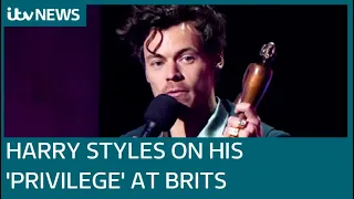 Harry Styles acknowledges his 'privilege' as he scores four wins at the BRIT 2023 Awards