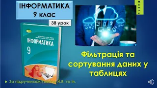 9 клас Фільтрація та сортування даних у таблицях 38 урок