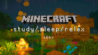 Minecraft relaxing music 10 hours - Fishing Cottage -  rain sounds to study and sleep to