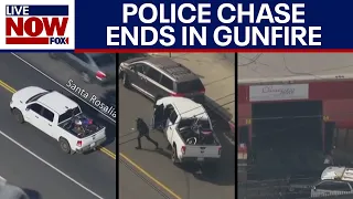 Dangerous police chase ends in gunfire in downtown LA after suspect bails on foot | LiveNOW from FOX