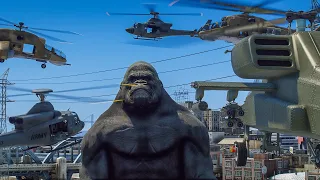 GTA 5 - KONG vs HELICOPTERS | King Kong