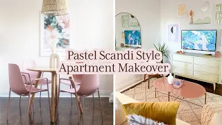 Pastel-Scandi Style Living Room + Home Office + Dining Room Makeover