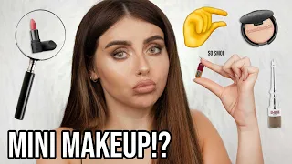 Full face of MINI MAKEUP!? Using TINYYYY makeup to get glam! Smallest lipstick ever!?