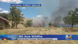 Fire Burning Near Dinosaur National Monument On Colorado's Western Slope