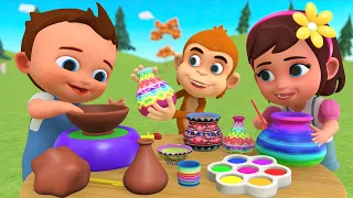 DIY Little Baby Boy & Girl Fun Painting Color Clay Pots Toy Set 3D Toddlers Kids Videos Educational