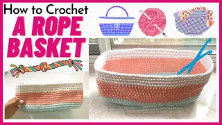 How to Crochet a Rope Basket (Rectangular Shape)  //  SS214