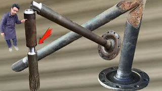 Amazing Technique of Repairing Truck Broken Rear Wheel Axle in Workshop