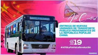 Gobierno Sandinista celebra acto de entrega de buses de China a transportistas de Managua