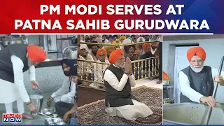 PM Modi In Orange Turban Performs Seva At Patna Sahib Gurudwara, Serves Langar | Bihar News