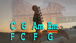 Johann Pachelbel style Guitar Backing Track in C | Chords C G Am Em F C F G