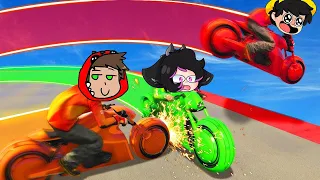 ¡MOTOCICLETA LASER Vs LOS PANAS minijuego GTA 5! 😱🏍️ los PANAS en GTA 5 ONLINE!