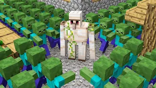 IRON GOLEM PROTECTS THE VILLAGE FROM THE ZOMBIE APOCALYPSE MINECRAFT