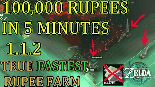 Get 100,000 Rupees In 5 Minutes Patch 1.1.2 Literally RAIN Diamonds for Infinite Rupees Zelda TOTK