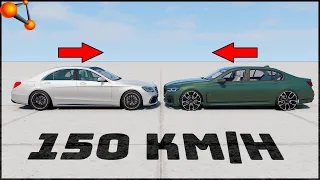 Mercedes S-Class VS BMW 7-Series! 150 Km/H CRASH TEST! - BeamNg Drive