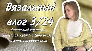 ВЯЗАЛЬНЫЙ ВЛОГ 3/24: банановый кардиган, жилет из журнала Lana Grossa