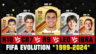 Ronaldo VS Messi VS R9 VS Ronaldinho VS Ibrahimovic FIFA EVOLUTION! 👀🤯 FIFA 99 - FIFA 24