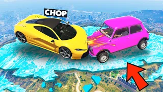 GTA 5 CHOP PUSHED ME INTO THE ICE WITH HIS CAR DERBY CHALLENGE