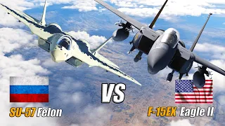 30 US F-15EX Eagle II vs 30 Russian SU-57 Felon 5th generation fighter - DCS WORLD