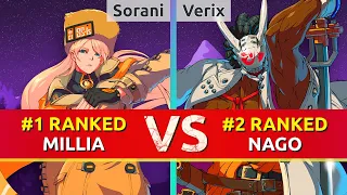 GGST ▰ Sorani (#1 Ranked Millia) vs Verix (#2 Ranked Nagoriyuki). High Level Gameplay