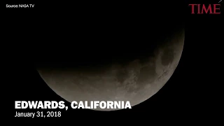 Red blue full moon in California u.s.a 31 January 2018.
