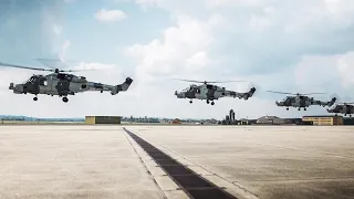 Royal Navy Wildcats take off in formation