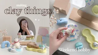 VLOG | Making clay things 👩🏻‍🎨 clay tray, incense and postcard holder 🤍 aesthetic home decor