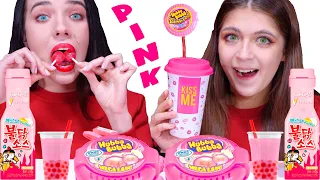 Eating Only Pink Food (Hubba Bubba Race, Mukbang Fire Spicy Noodle)