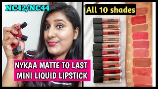 Nykaa Matte To Last! Mini Liquid Lipsticks Review and Swatches on Brown/Dusky/Indian Skin - NC42