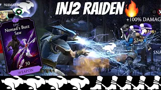 Speed Buff + Snare Crazy Combination | Injustice 2 Raiden with Nomad’s Buzz Saw MK Mobile