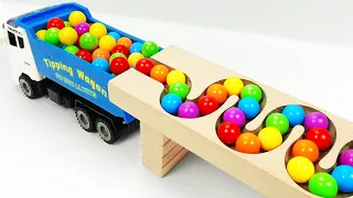 Marble Run Race ☆ HABA Slope & Retro Makita Truck, Garbage Truck Long Version #37