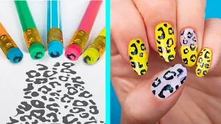 11 Weird Nail Hacks / Back To School Nails Using Only School Supplies!