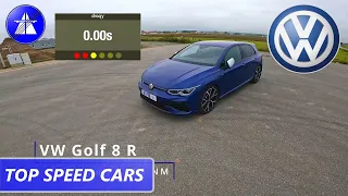 VW Golf 8 R Akrapovic TOP SPEED DRIVE ON GERMAN AUTOBAHN *Dragy acceleration 0-100/100-200 *HQ SOUND