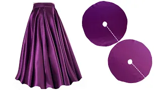DOUBLE CIRCLE SKIRT - Umbrella skirt cutting and stitching steps | Double full flare umbrella skirt