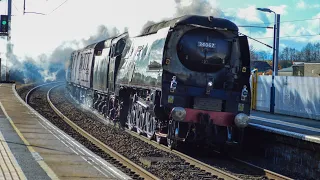 34067 "Tangmere" on the Winter Settle & Carlisle winter express at Penrith and Carlisle
