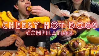 CHEESY CHILLI HOT DOGS 🌭 Mukbang Compilation | ASMR BIG BITES | Satisfying Sounds 🔥