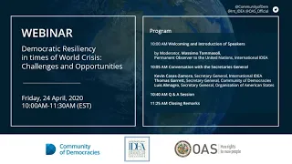 Webinar - Democracy Resiliency in times of World Crisis: Challenges and Opportunities