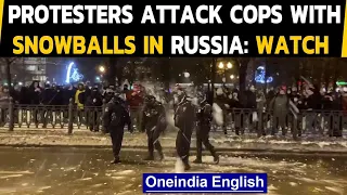 Russia: Protester pelted snowballs on police in an anti-Putin protest, over 2000 arrested | Oneindia